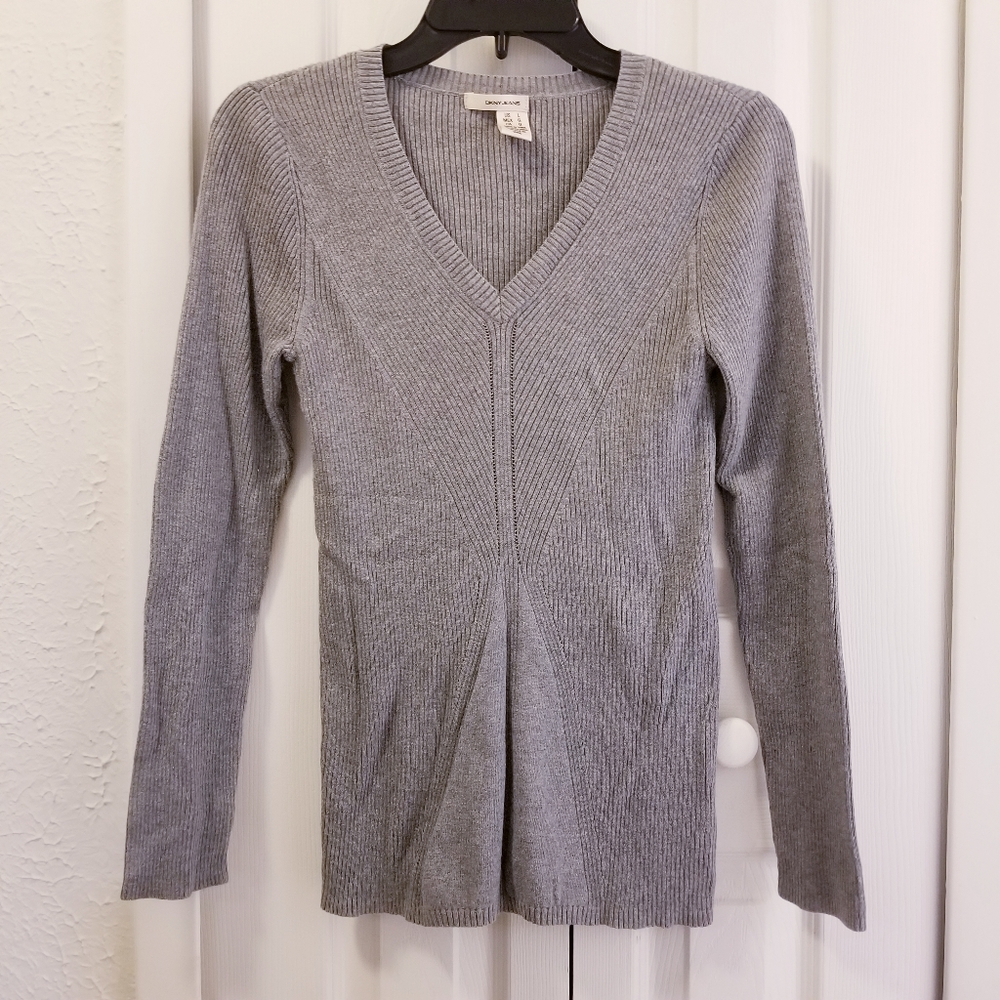 DKNY Jean's V neck Gray Sweater